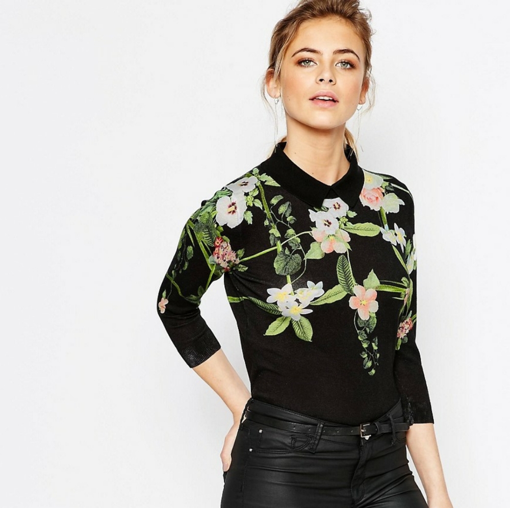 Ted Baker Secret Trellis Collar Sweater Black